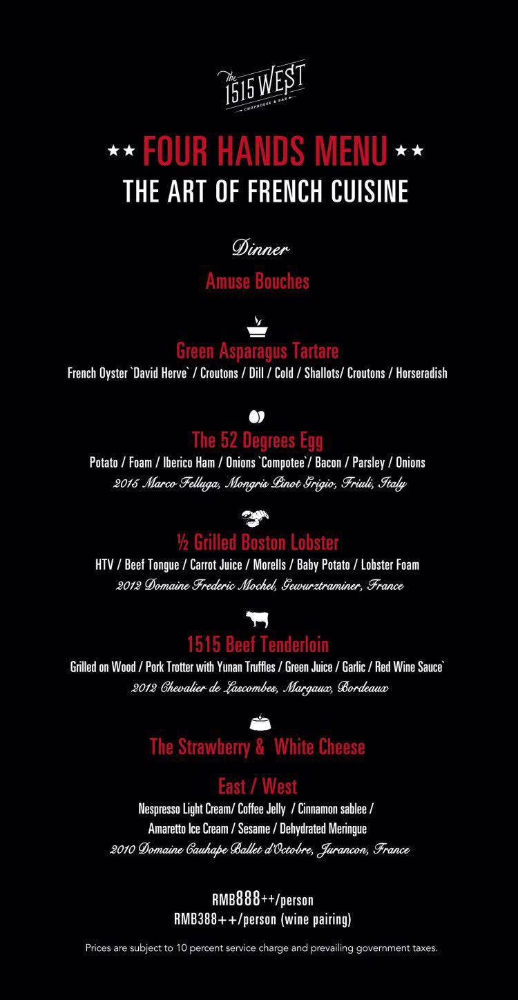 Four Hand Menu Example Buy Four Hands Exclusive French Cuisine Community Tickets in Shanghai