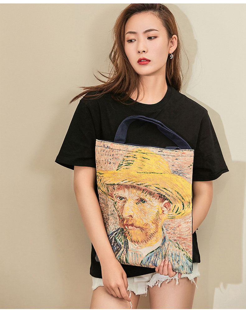 Self-Portrait with a Straw Hat, Vincent van Gogh Large organic tote bag 