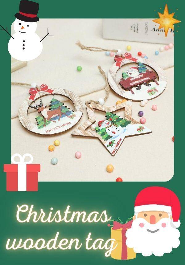 Christmas Tree Ornaments Wooden Tag