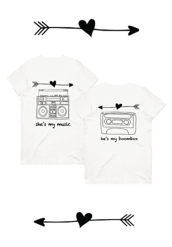 Couples T-shirts: Music to my Boombox