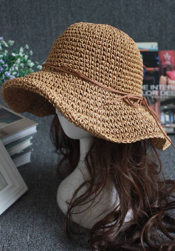 Bowknot Raffia Foldable Straw Hat