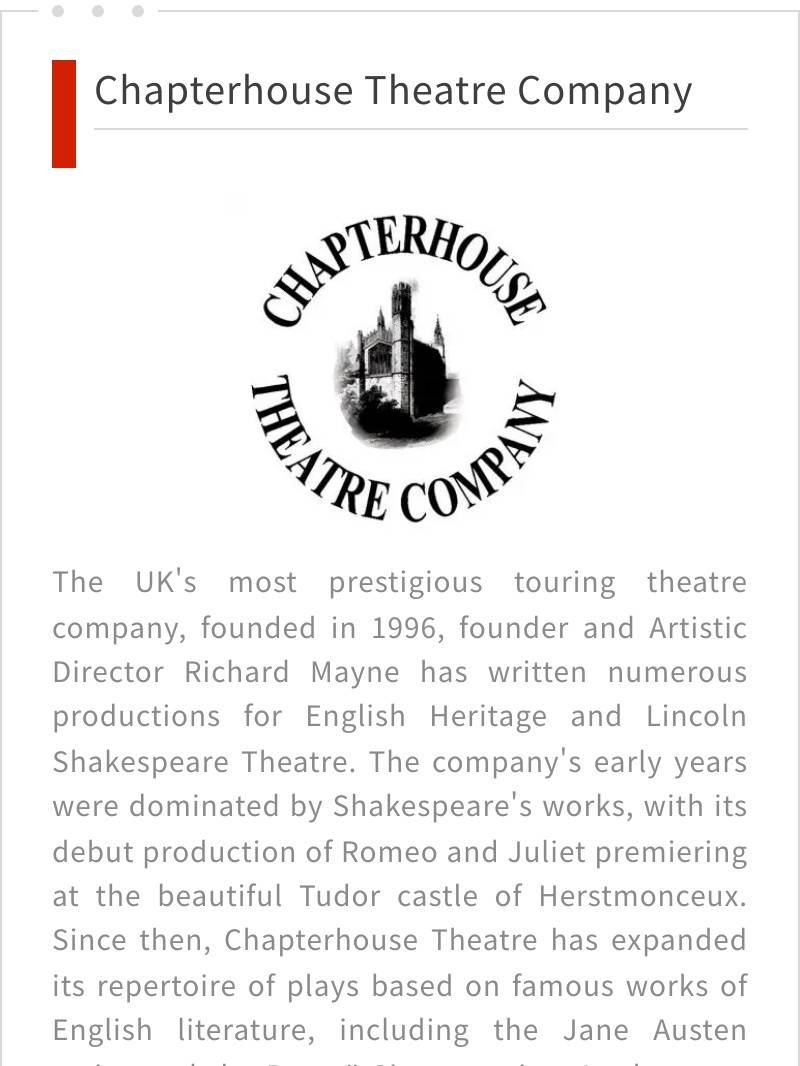 Buy Pride and Prejudice by Chapterhouse Theatre Britain tickets in Shanghai